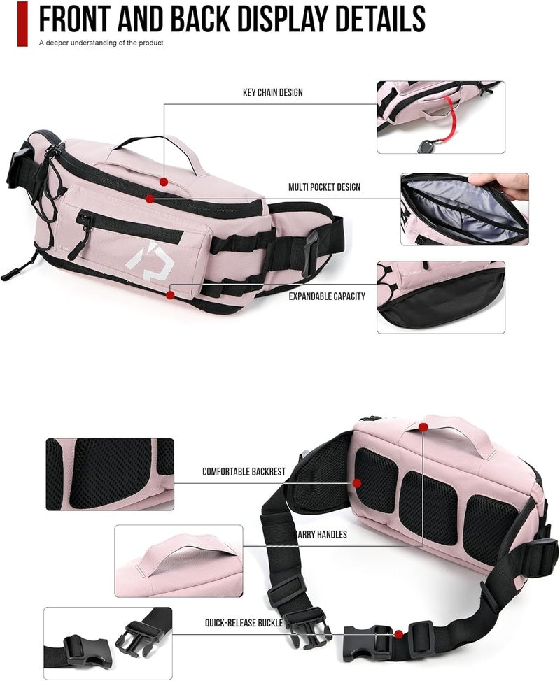RIDEIRON Fanny Pack, Motorcycle Waist Bag with Adjustable Expansion & Interior Key Loops, Compact Lightweight for Fishing, Cycling, Hiking, Travel, Camping - Image 3